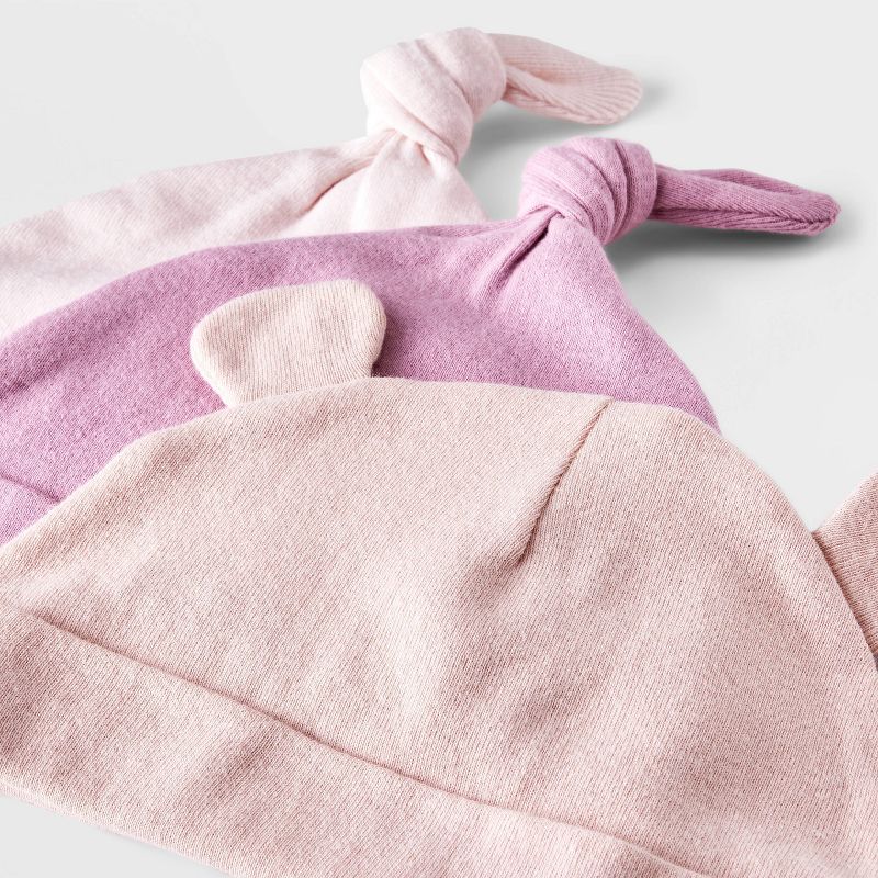 Baby Girls' 3pk Cotton Hats - Cloud Island™ Pink, 3 of 5
