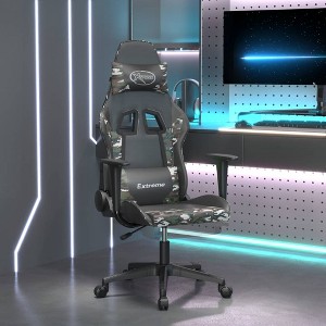 vidaXL Massage Gaming Chair with Footrest Black&Camouflage Faux Leather - 1 of 4