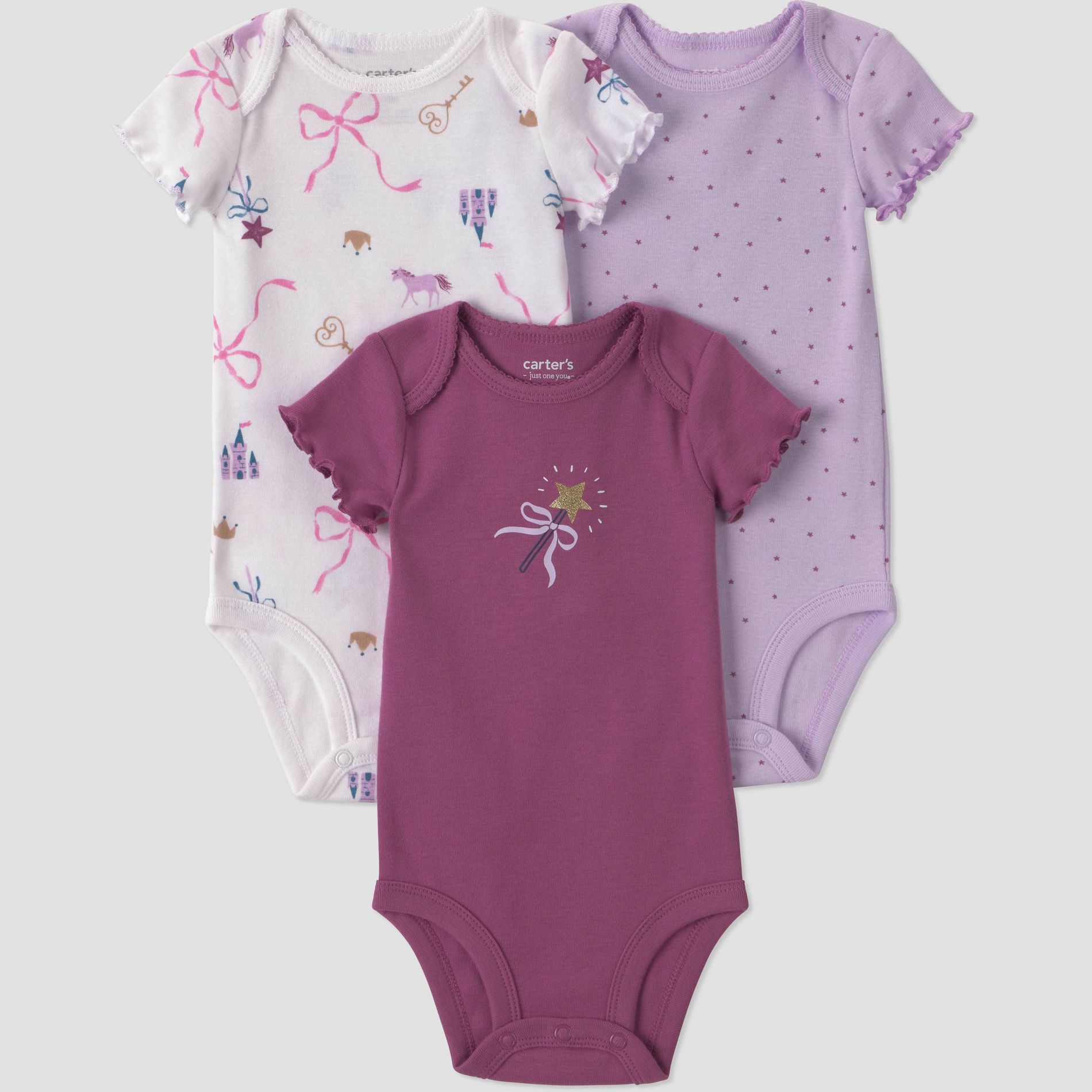 Carter's Just One You® Baby Girls' 3pk magic Short Sleeve Bodysuits - Plum Purple