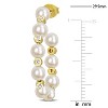EVERLY JEWELRY | Yellow Plated Sterling Silver 4.5 - 5 MM Cultured Freshwater Pearl and 1/2 CT TGW White Topaz Beaded Hoop Earrings - 3 of 4