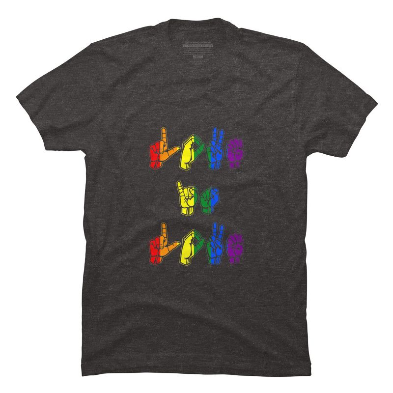 Adult Design By Humans Love Is Love Sign Language Pride By ToruSanogawa T-Shirt, 1 of 3