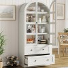 Arch Design Storage Cabinet - 2 Drawers, Wooden Door, Antique White, for Living Room/Dining Room/Entryway - 2 of 4