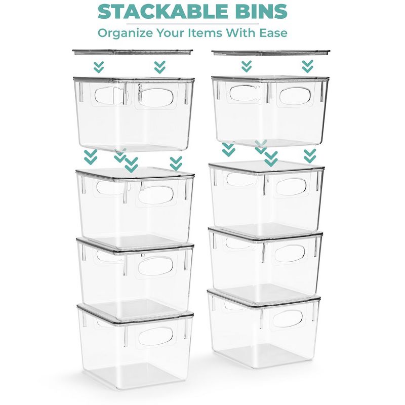 Sorbus 8 Pack Medium Clear Plastic Storage Bins with Lids and Handles for Cleaning Supplies - Conquer Clutter, Enhance Organization and Style, 3 of 7