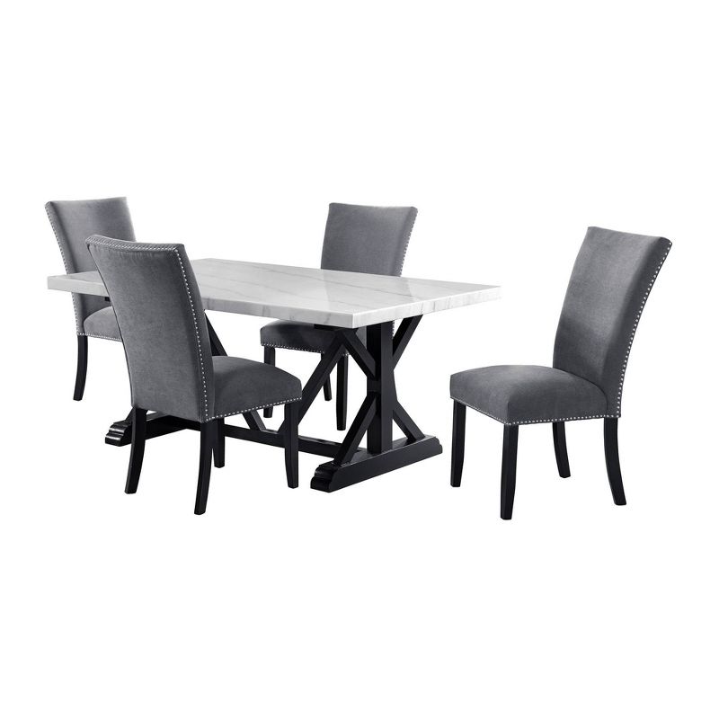 5pc Stratton Standard Height Dining Set Table and 4 Chairs White/Charcoal - Picket House Furnishings, 1 of 20