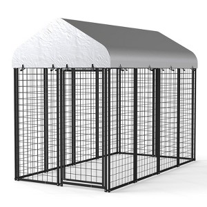 XBRIGH Large, medium and small black square dog crate for outdoor and lawn use with UV cover for outdoor backyard farms - 1 of 4