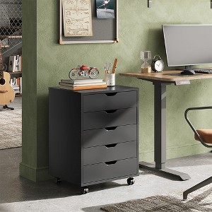 5-Drawer Chest, Wood Storage Dresser file Cabinet with Wheels - 1 of 4