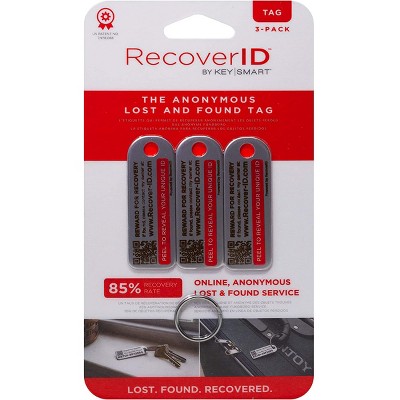 Keysmart Recover ID Anonymous Lost & Found Tag - 3 Pack - Stainless Steel