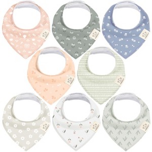 8pk Organic Baby Bandana Bibs, Baby Drool Bibs for Baby Boy, Girl, Baby Bibs for Infant, Newborn - 1 of 4
