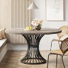 Okak Rustic Industrial Large Round Dining Table with Sturdy Metal Base,Minimalist Kitchen Dinner Table for Dining Room,Breakfast Nook - 3 of 4