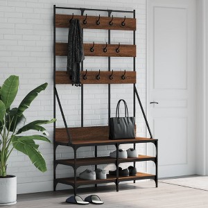 vidaXL Clothes Rack with Shoe Storage Brown Oak 39.4"x15.7"x72.4" - 1 of 4