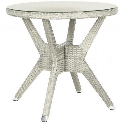 Langer Gray Round Wicker and Glass Dining Table