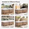 Buenhomino Patio Wicker Ottomans Set of 2, Multipurpose Outdoor Ottomans for Patio, Additional Seating, Footrest, Side Table, Removable Cushions - 2 of 4