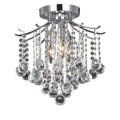 Elegant Lighting Amelia Collection Flush Mount D12in H12in Lt:3 Chrome Finish