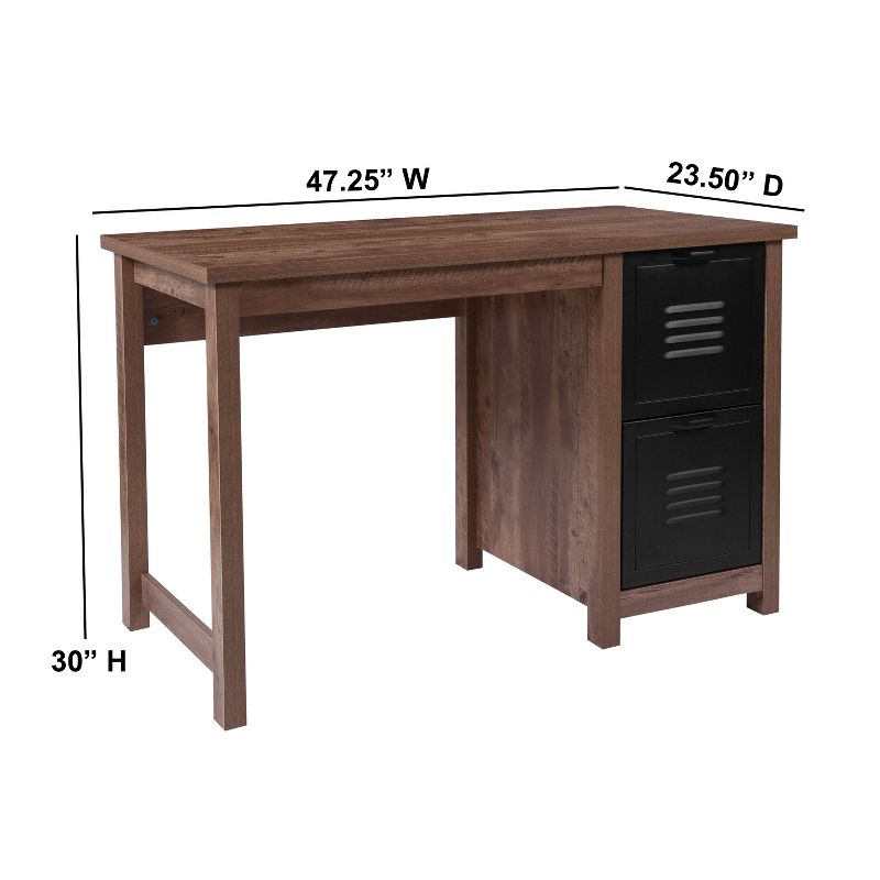 Flash Furniture New Lancaster Collection Crosscut Oak Wood Grain Finish Computer Desk with Metal Drawers, 2 of 6