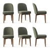 Modern Dining Chairs Set of 6, Upholstered Accent Side Chairs with Double Cushion Seat and Walnut-Finish Solid Wood Legs-Tanpinhause - 2 of 4