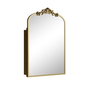 Dovelina Iron Frame Arched Wall Mirror Cabinet Multifunctional Wall-Mounted Mirrored Cabinet with Magnetic Doors - 1 of 4