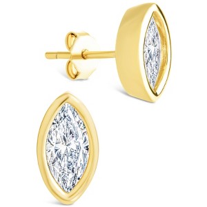 SHINE by Sterling Forever Sterling Silver Marquise Cut Bezel Set Stud Earrings - 1 of 4