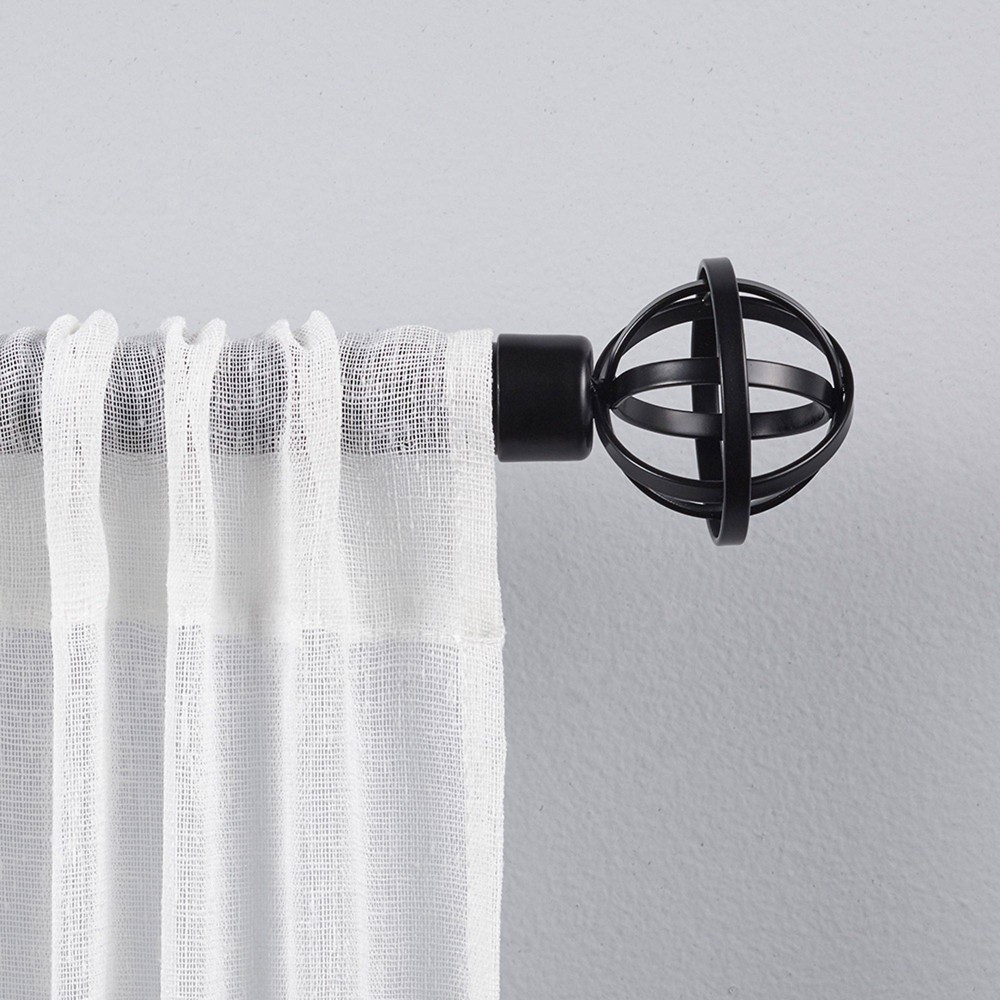 Exclusive Home 66"-120" Jetson Curtain Rod - Matte Bronze: Adjustable Iron Rod, Cage Finial, 25 lb Capacity
