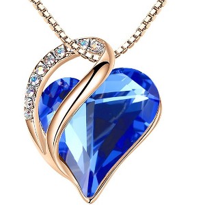 Leafael 18K Rose Gold Plated Love Heart Pendant Necklace with Healing Stone Crystal Jewelry Gifts for Women, 18"+2" - 1 of 4