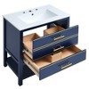 NicBex 30" Bathroom Vanity with Sink, Morden Bathroom Cabinet Storage with 2 Spacious Drawers and Open Shelf for Bathroom, Blue - 3 of 4