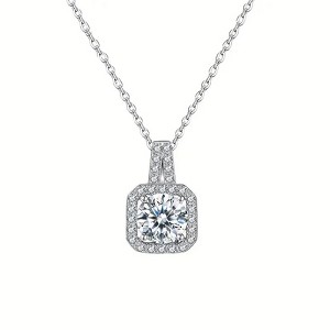 Chery Life Square Pendant Necklace, With Neat And Simple Geometric Lines - 1 of 4