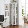 Okak Corner Curio Cabinet, Display Cabinet with 4 Adjustable Tempered Glass Shelves and Solid Wood Legs, Cabinet for Living Room - 4 of 4