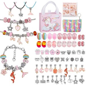 MOVSSOU Charm Bracelet Making Kit Jewelry Making Kit 66 Pcs Gifts for Ages 6 7 8 9 10 Girls - 1 of 4