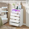 White 4 Drawer Dresser with Power Outlet and LED Light Modern Storage Cabinet for Bedroom or Office - 3 of 3