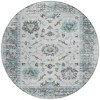 Teal Blue And Gray Floral Washable Indoor Outdoor Area Rug - 4 of 4