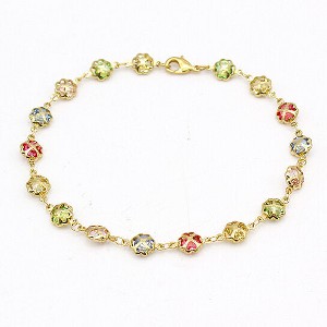 RMZ GOLD NYC 18K GOLD FILLED HIGH POLISH FINSH GOLD MULTI COLOR CRYSTAL ANKLET - 1 of 4