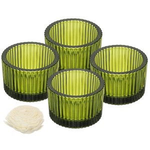 Unique Bargains Centerpiece Decor Round Ribbed Votive Glass Tea Light Holders - 1 of 4