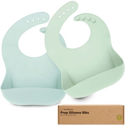 KeaBabies 2-Pack Silicone Bibs For Babies, Food Grade Silicone Baby Bibs for Eating, Feeding, Toddler Bibs, Boys, Girls