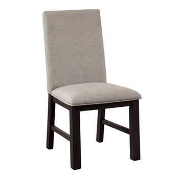 HOMES: Inside + Out Set of 2 Brightpeak Transitional Pleated Back Upholstered Dining Chairs Antique Black/Gray