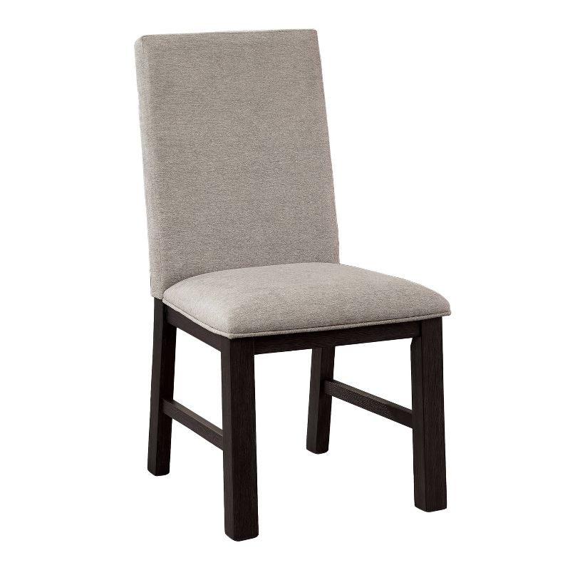 HOMES: Inside + Out Set of 2 Brightpeak Transitional Pleated Back Upholstered Dining Chairs Antique Black/Gray, 1 of 7