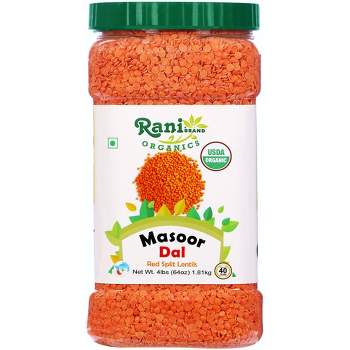Organic Masoor Dal (Red Split Lentils) - 64oz (4lbs) 1.81kg - Rani Brand Authentic Indian Products