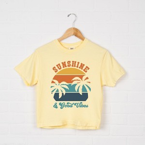 Simply Sage Market Women's Sunshine and Good Vibes Short Sleeve Relaxed Fit Cropped Tee - 1 of 3