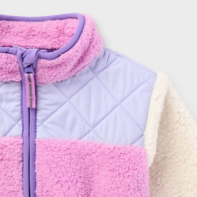 Детские куртки Cat & Jack Toddler Girls' Colorblock Fleece Jacket - Cat & Jack™ Pink/Purple 5T — фото 3