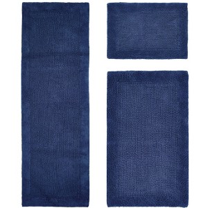 Edge Bath Rug 100% Premium Cotton Ultra-Soft Water Absorbent Tufted Solid Reversible 3 Piece Bathroom Rug Set for Machine Washable Bathmat - 1 of 4