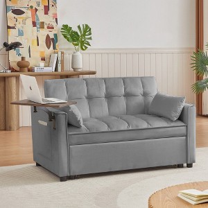 NicBex Convertible Sofa Bed,Velvet Loveseat Sofa with 3-Position Reclining Back and Plush Tufted Design for Bedroom,Living Room - 1 of 4