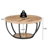 Resenkos Wooden Coffee Table, 2-Tier Round Central Cocktail Table with Shelves,Natural Brown - 2 of 4