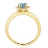 Pompeii3 1 1/3Ct TW Blue & White Diamond Halo Engagement Ring in 14k Yellow Gold - 3 of 4