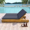 Christopher Knight Home Nami Rustic Outdoor Acacia Wood Double Chaise Lounge with Adjustable Back and Cushions, Gray/Teak - 2 of 4