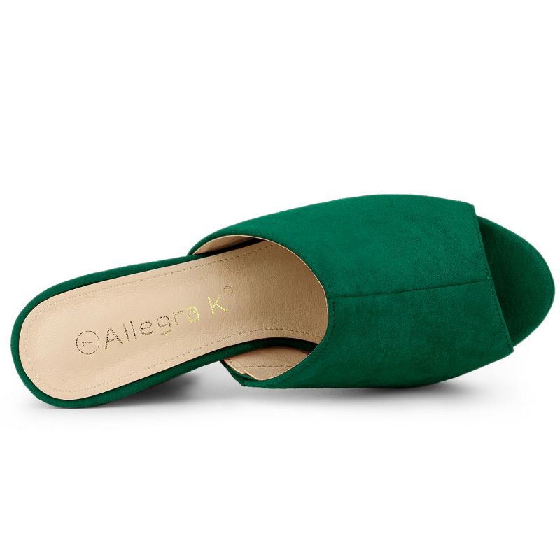 Allegra K Women's Open Toe Platform Chunky Heel Slides Sandals, 4 of 8