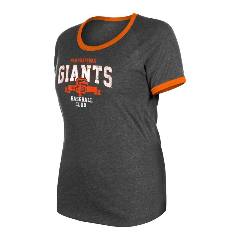 MLB San Francisco Giants Women&#39;s Heather Bi-Blend Ringer T-Shirt, 3 of 7