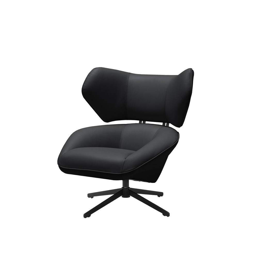Coda 100% Top Grain Leather Swivel Chair Black - Abbyson Living -  87445696