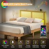Boho-Chic Full Bed Frame with Rattan Headboard & LED Lights – 12.4" Solid Wood Platform, No Box Spring Needed (Noise-Free Design) - 4 of 4