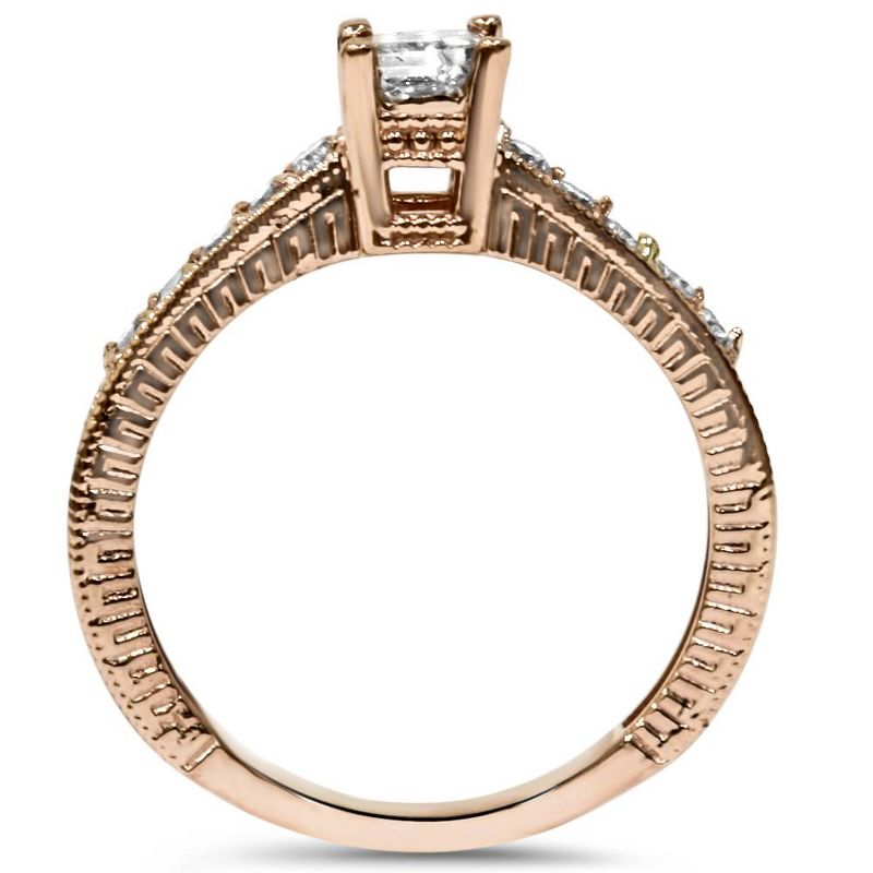 Pompeii3 1/2ct Vintage Princess Cut Diamond Engagement Ring 14K Rose Gold, 2 of 6