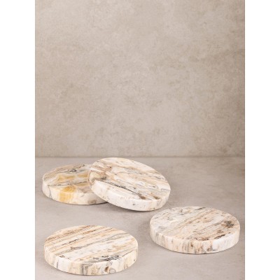 Tasmania Brown Onyx Marble Coasters, Set of 4