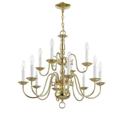 Williamsburgh Polished Brass 12-Light Colonial Chandelier