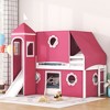 Okak Twin Wood Bunk Bed with Tower, Tent, Ladder and Slide, House Bunk Bed for Toddler Kids Teens Easy Assemble No Box Soring Needed, Pink - 4 of 4